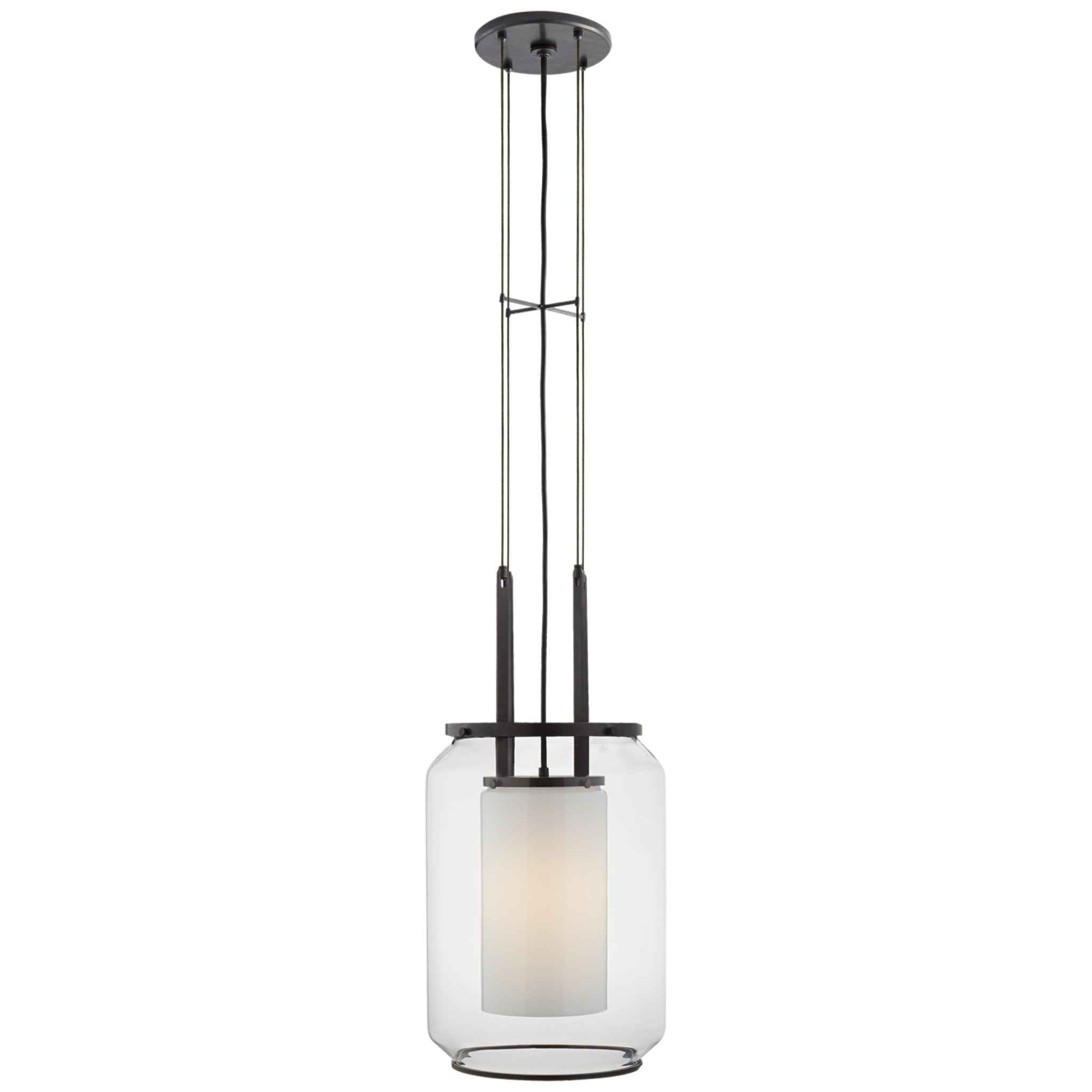 Ralph Lauren Upton Large Lantern in Bronze with Clear and White Glass Ceiling Light W14"