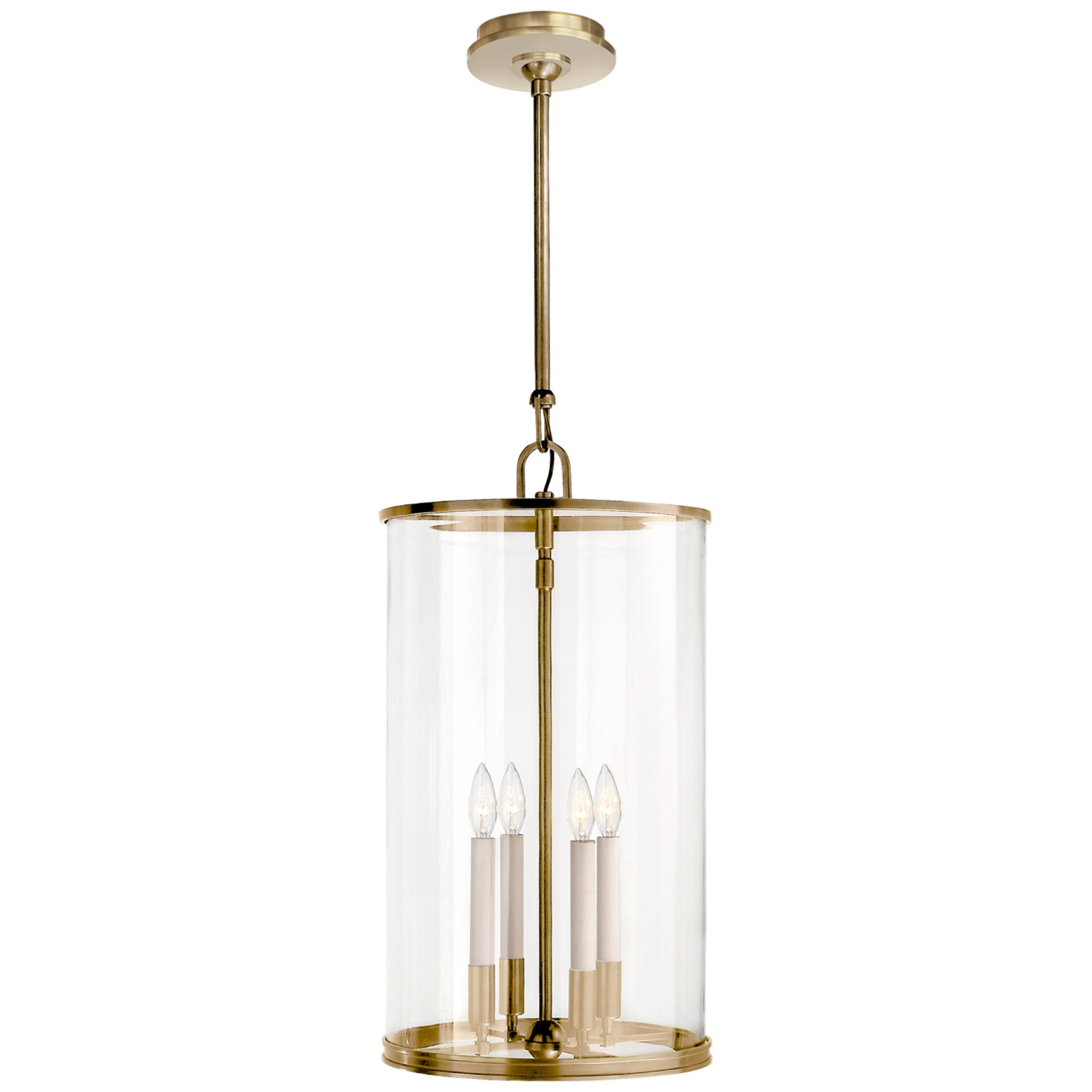 Ralph Lauren Modern Large Lantern in Natural Brass Ceiling Light W15.25"