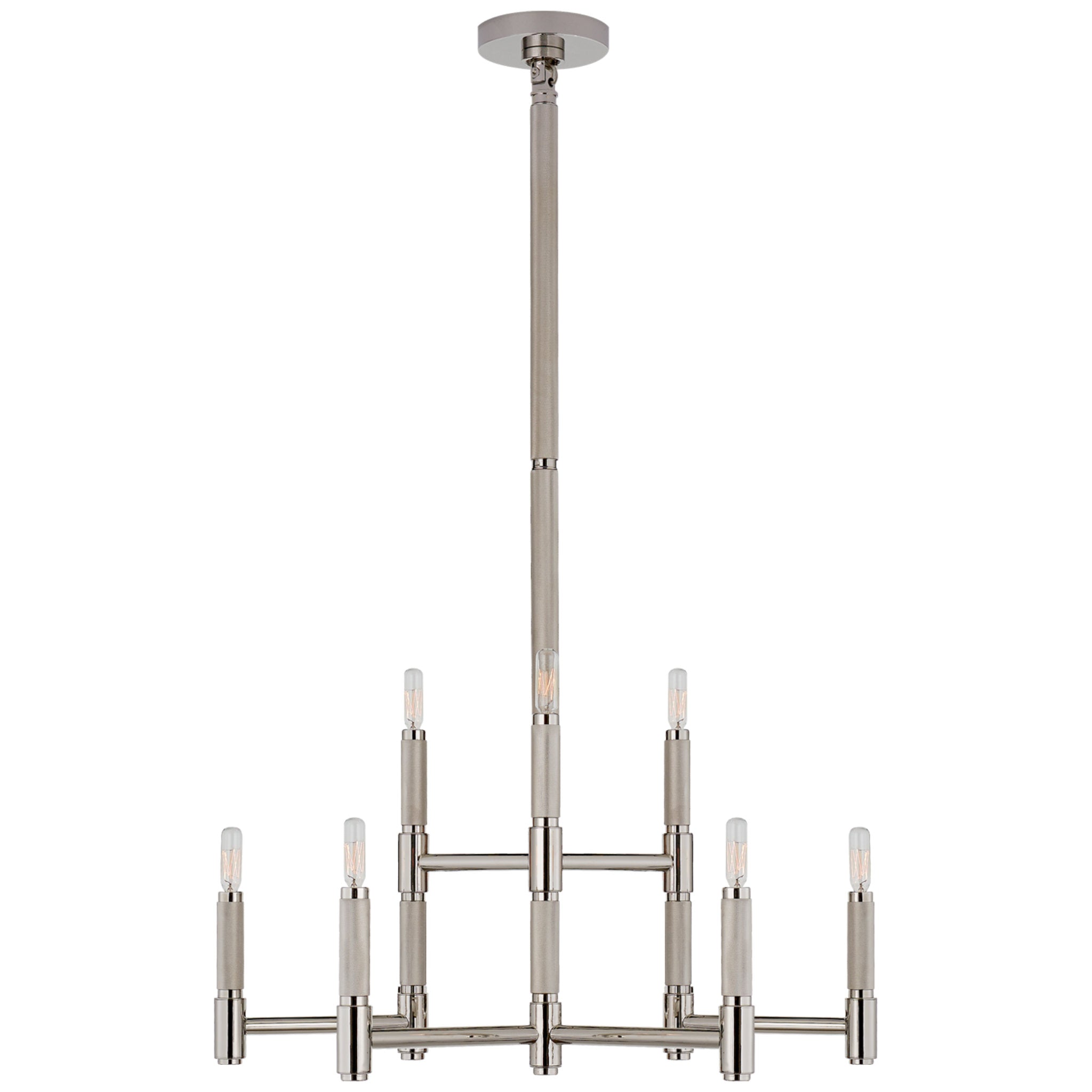 Ralph Lauren Barrett Medium Knurled Chandelier in Polished Nickel Ceiling Light W31"