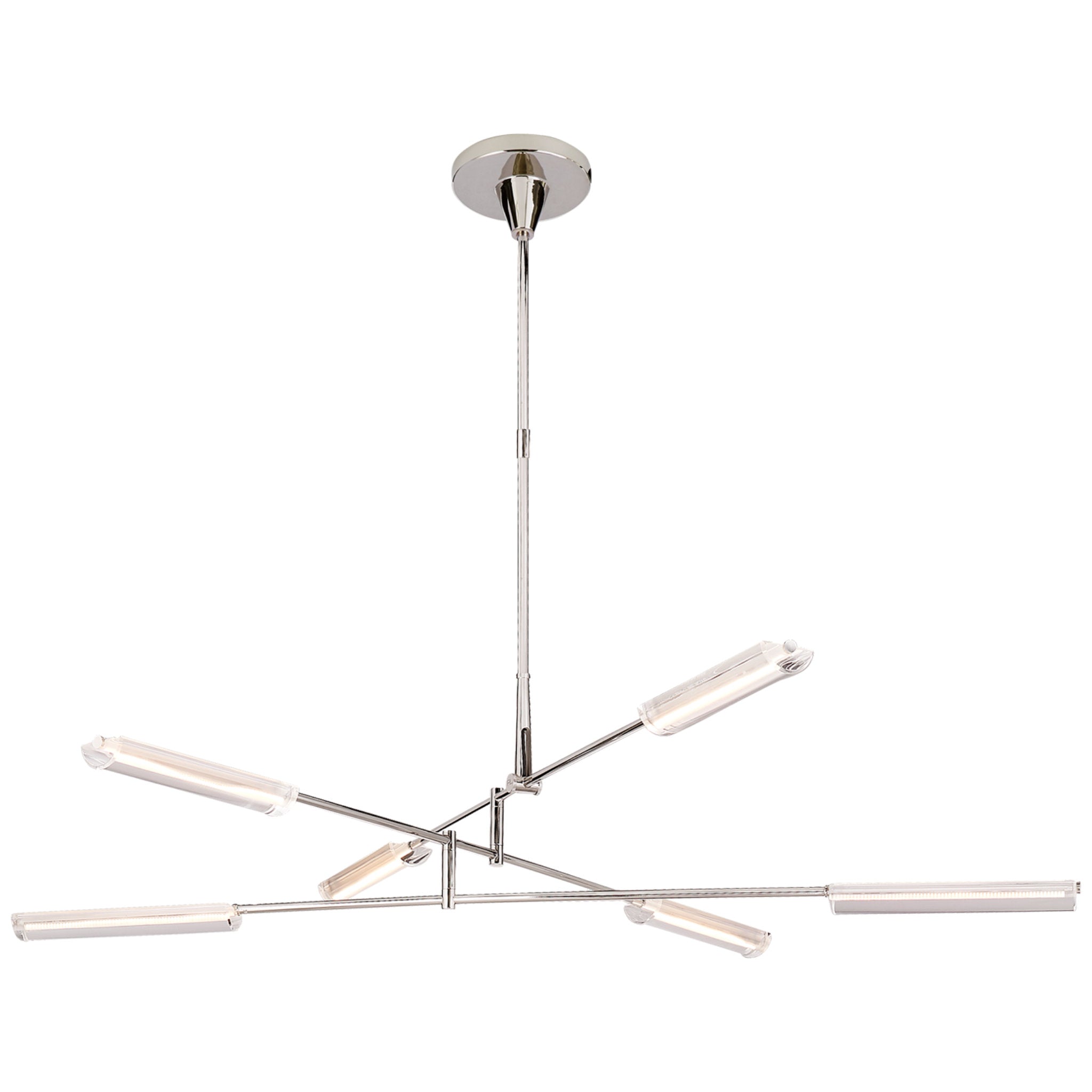 Ralph Lauren Daley Large Six Light Chandelier in Polished Nickel with Clear Acrylic Ceiling Light W54.75"