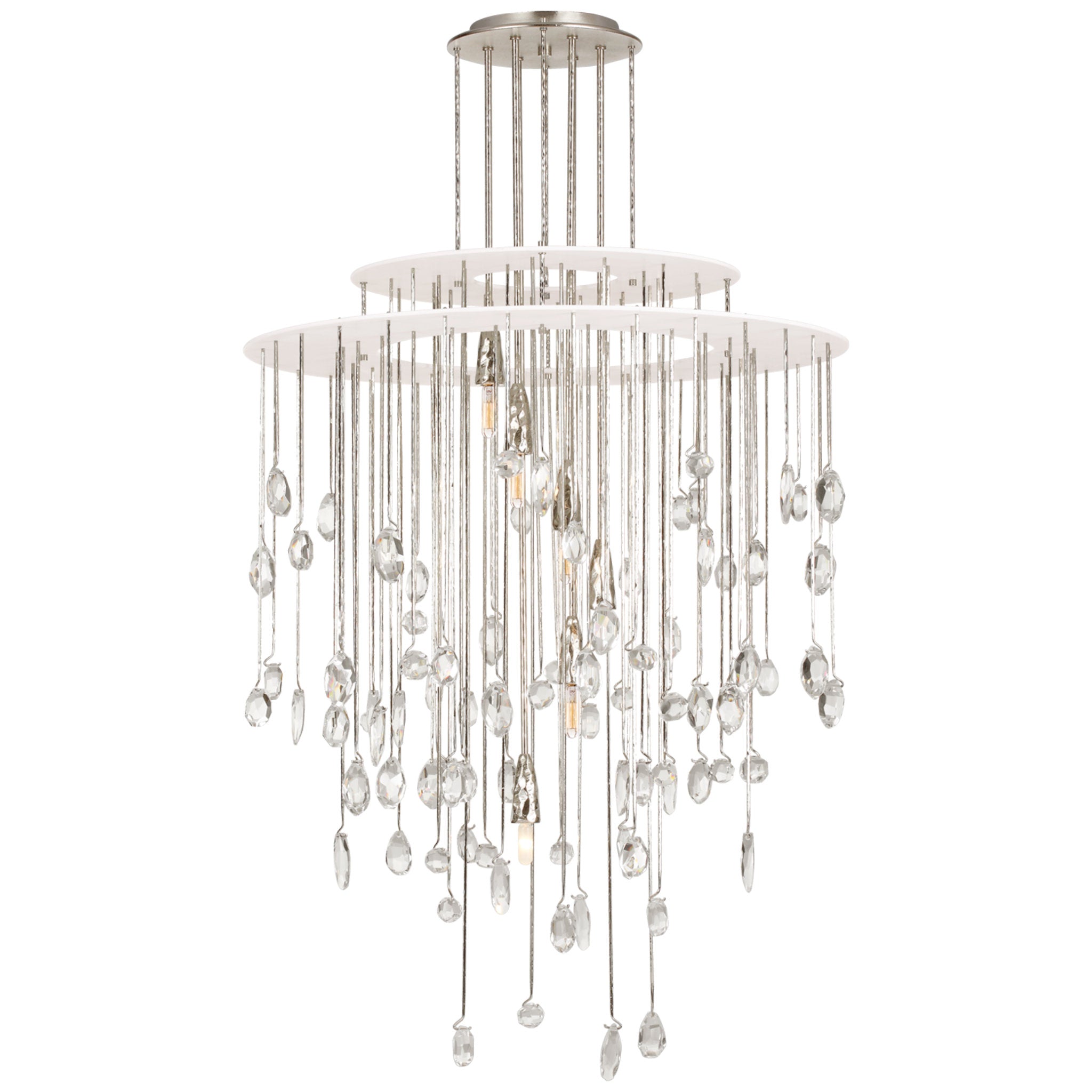 Ralph Lauren Hailee Medium Sculpted Chandelier in Polished Nickel and Plaster White with Crystal Ceiling Light W32" x H58.5"