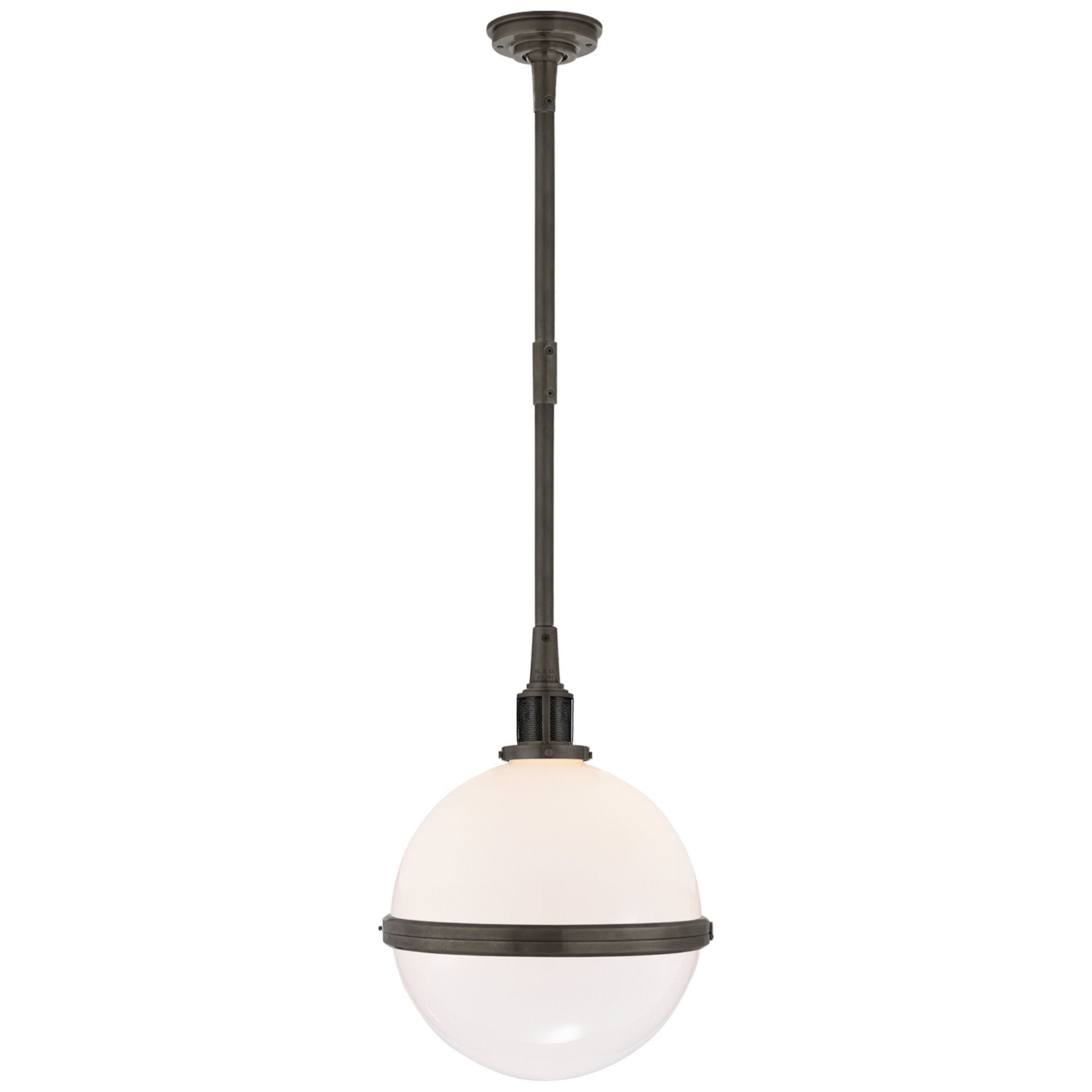 Ralph Lauren McCarren Large Globe Pendant in Bronze with White Glass Ceiling Light W16.25"