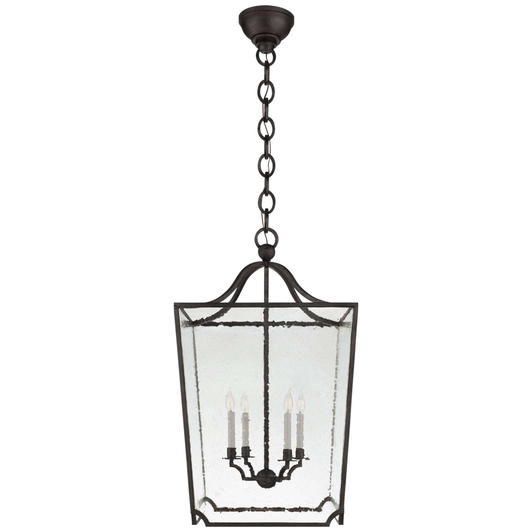Ralph Lauren Beatrice Large Lantern in Aged Iron with Restoration Glass Ceiling Light W24" x H41.5"