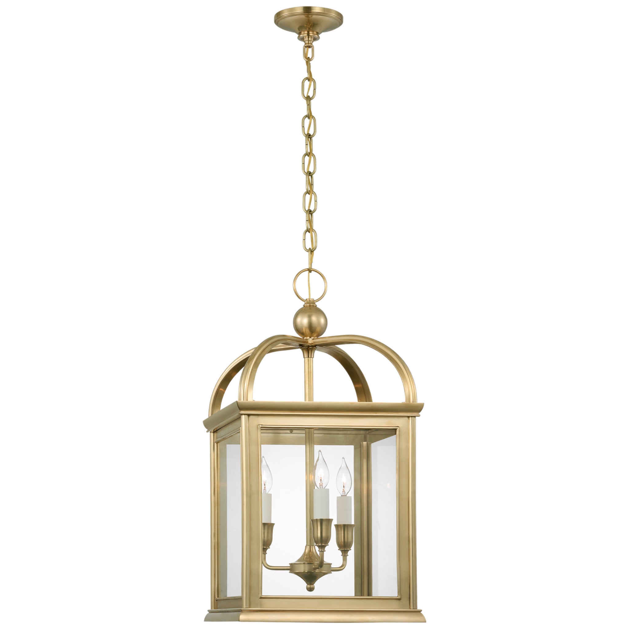 Ralph Lauren Rhoades 16" Lantern in Natural Brass with Clear Glass Ceiling Light W15.5" x H30.5"