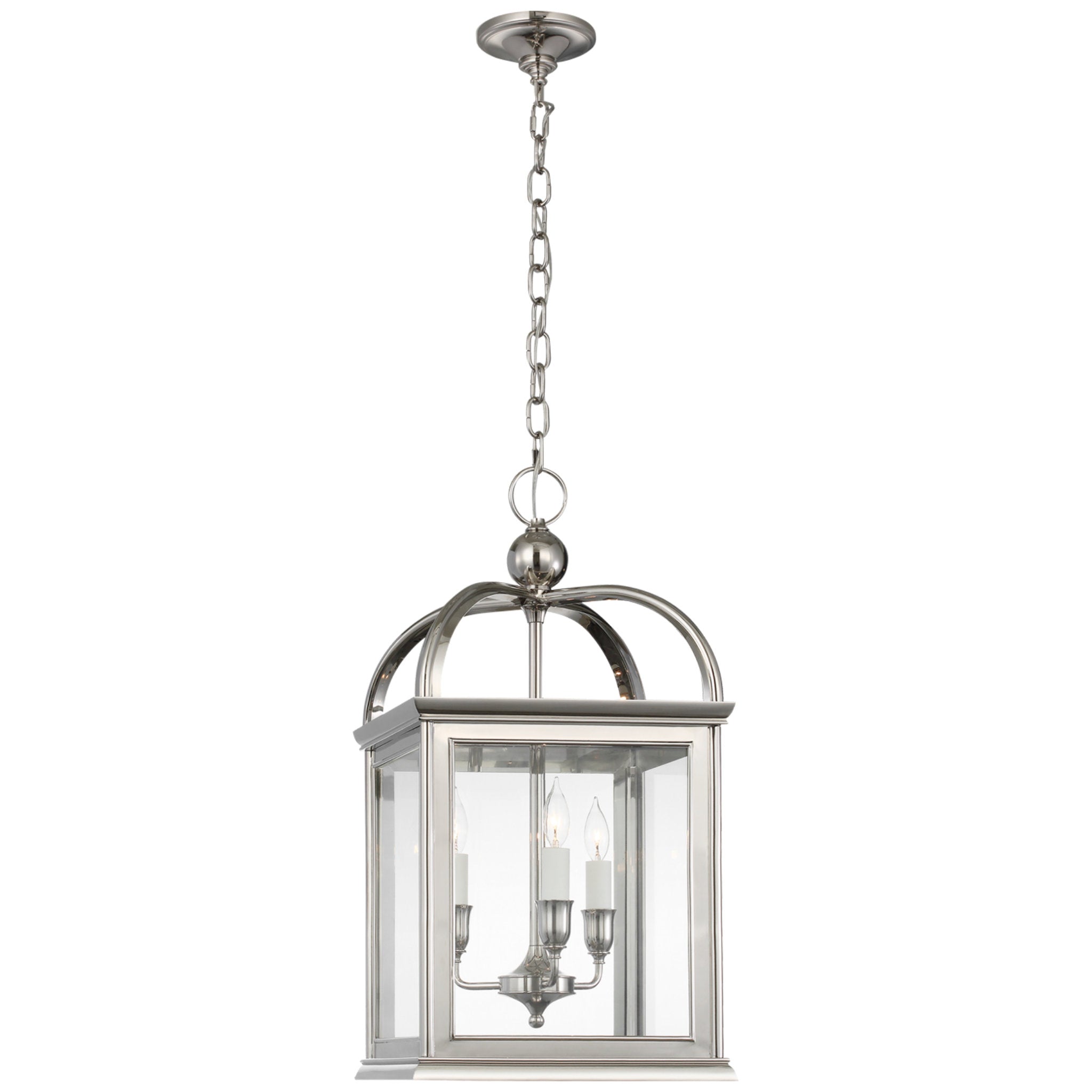 Ralph Lauren Rhoades 16" Lantern in Polished Nickel with Clear Glass Ceiling Light W15.5" x H30.5"