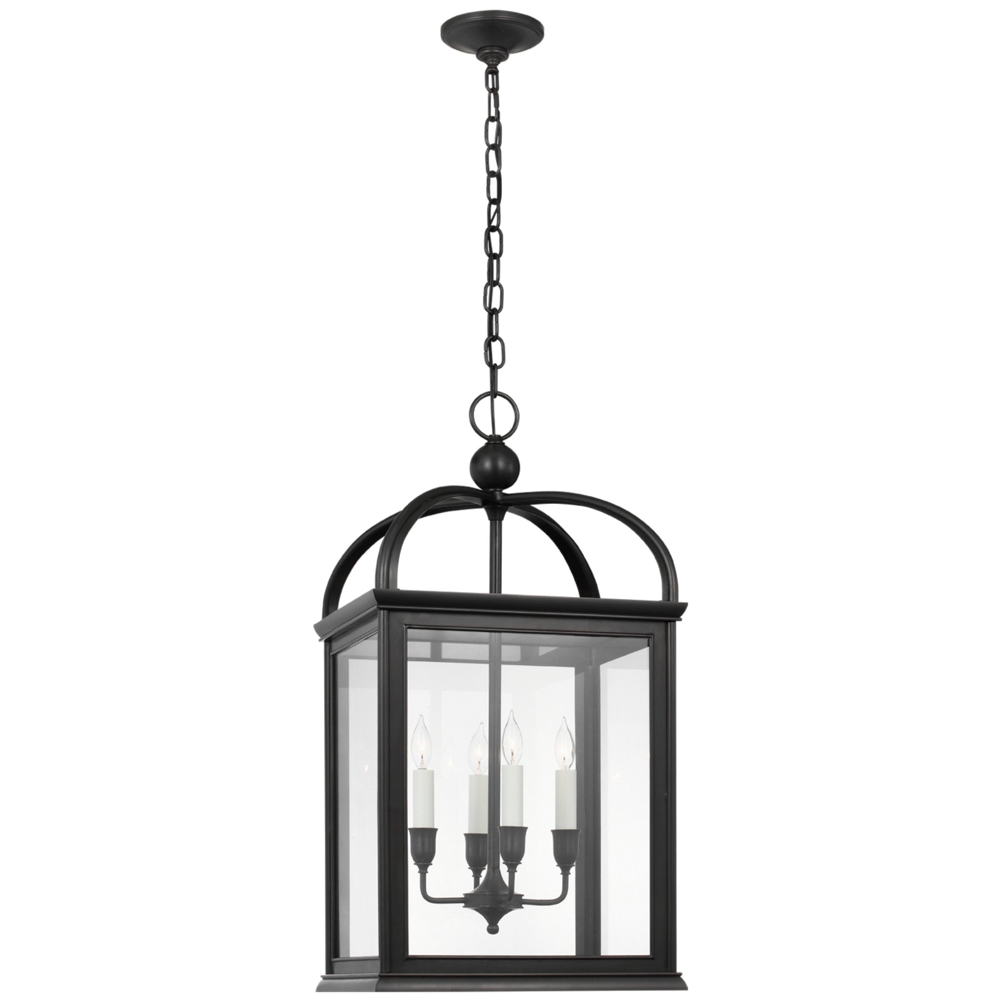 Ralph Lauren Rhoades 19" Lantern in Bronze with Clear Glass Ceiling Light W18.5" x H36.5"