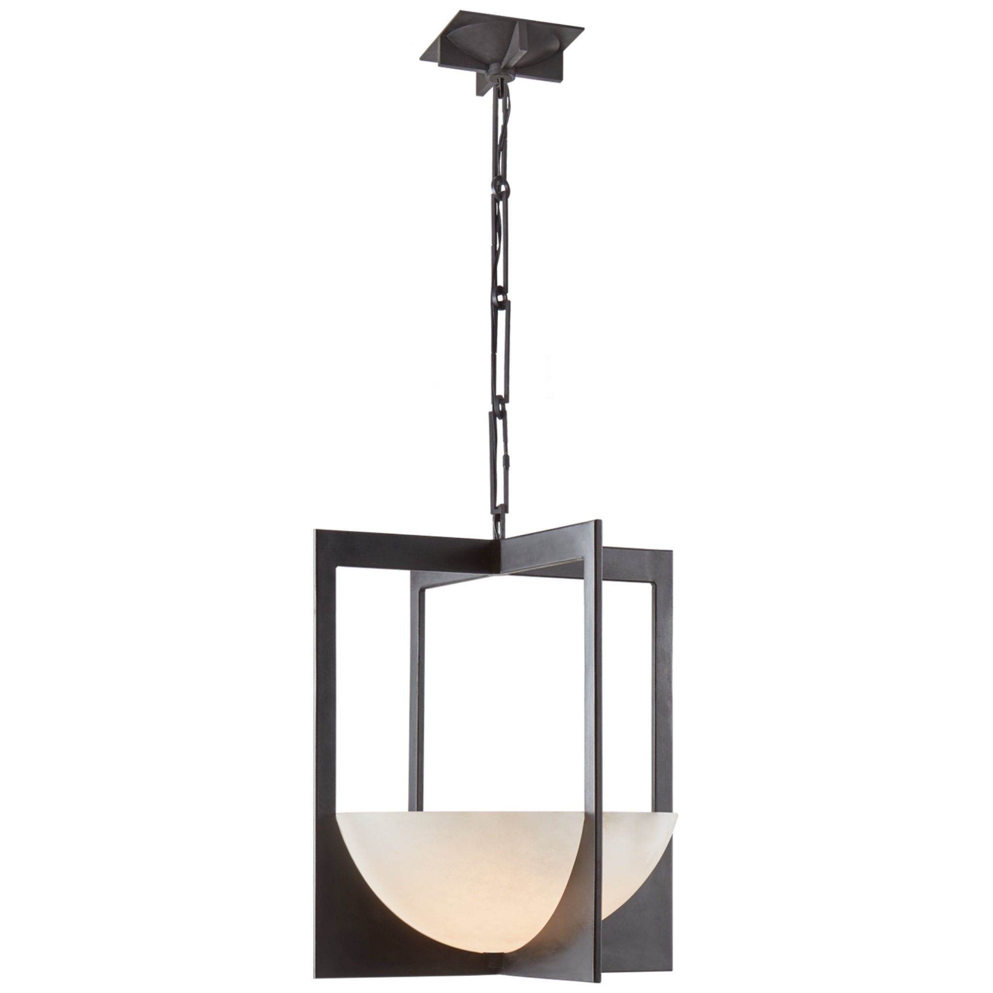 Ralph Lauren Michaela Small Wide Chandelier in Aged Iron and Alabaster Ceiling Light W18" x H20.5"