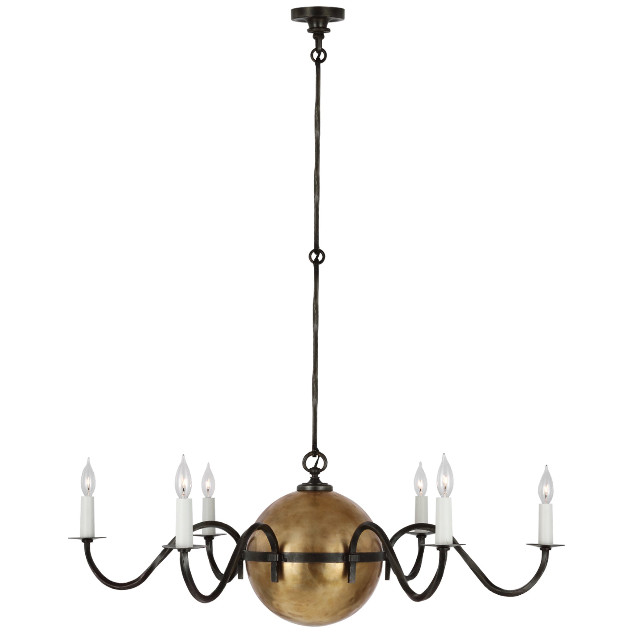 Ralph Lauren Ancram XL Chandelier in Natural Brass and Aged Iron Ceiling Light W41.25"
