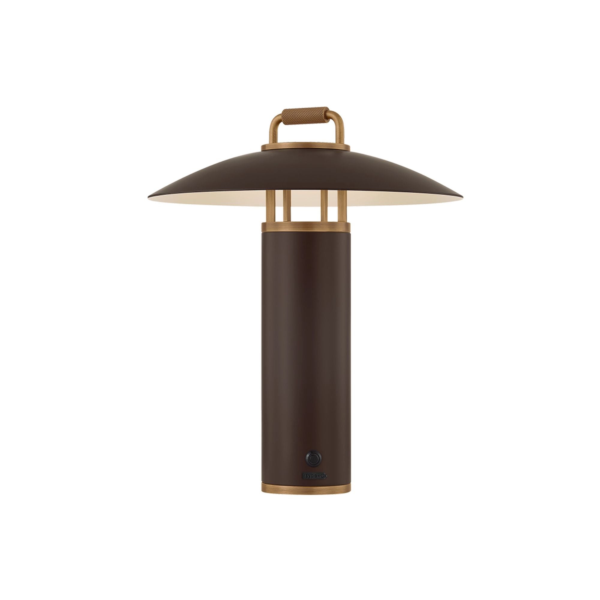 Birk 1-Light Exterior Rechargeable Table Lamp in Patina Brass 11W x 13.75H