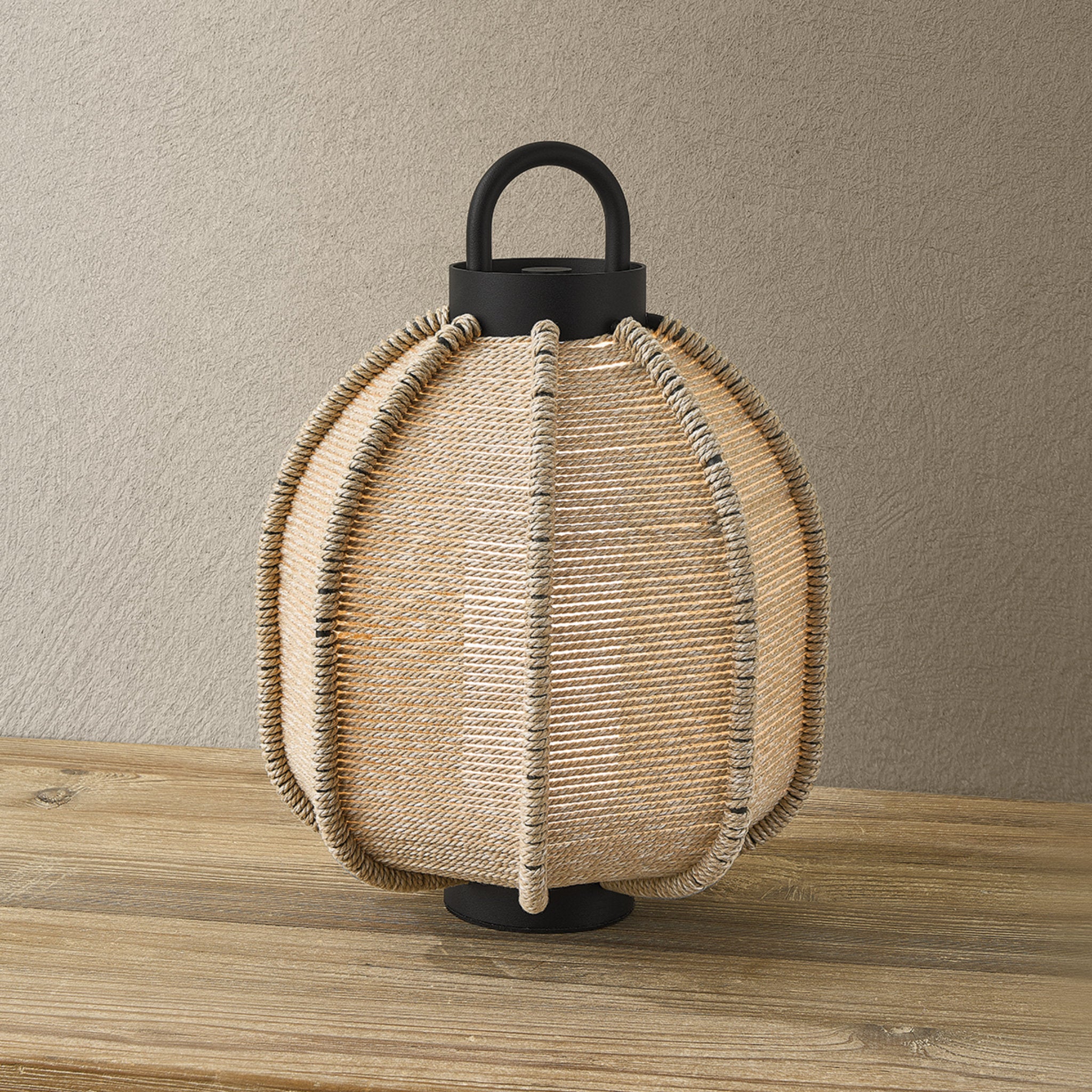 Maltby 1-Light Exterior Rechargeable Table Lamp in Texture Black 10W x 12.5H