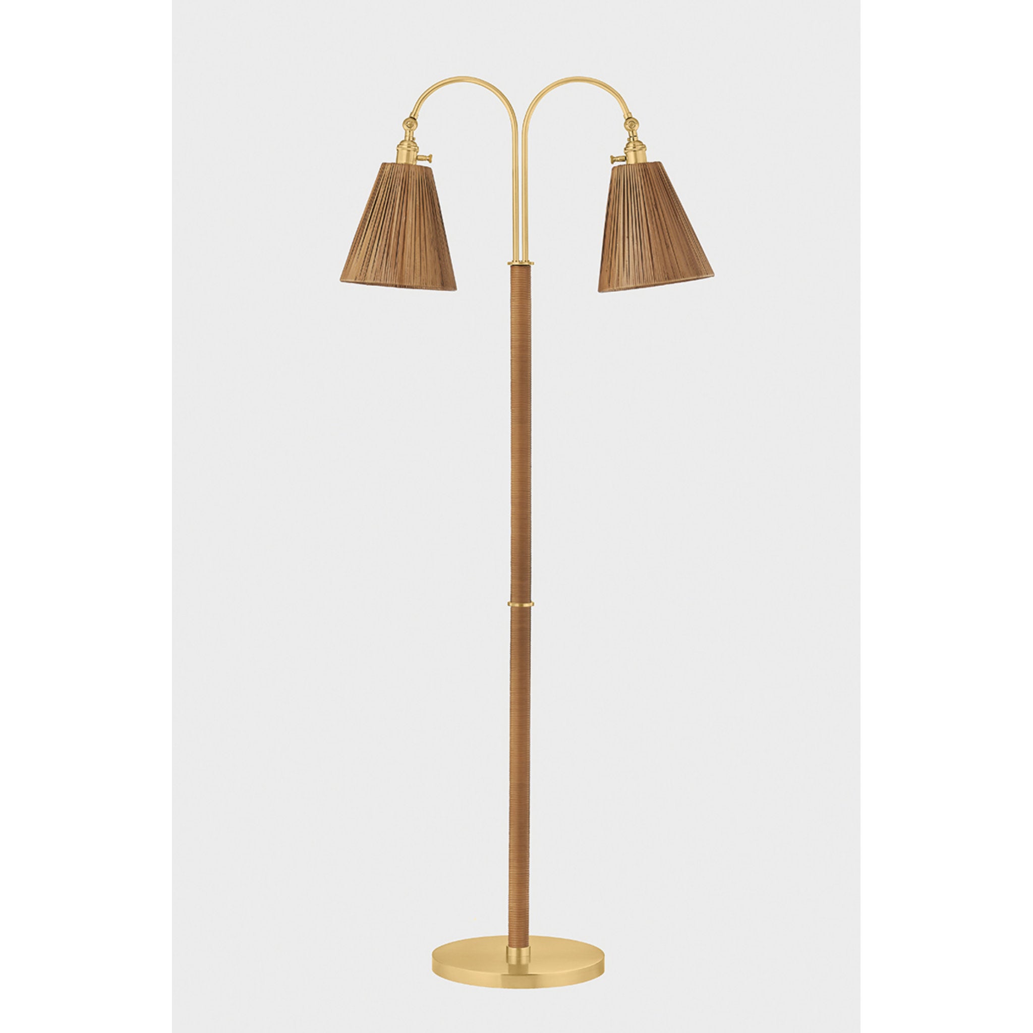 Ruthin 2-Light Floor Lamp in Aged Brass 11.75L x 30.75W x 60H