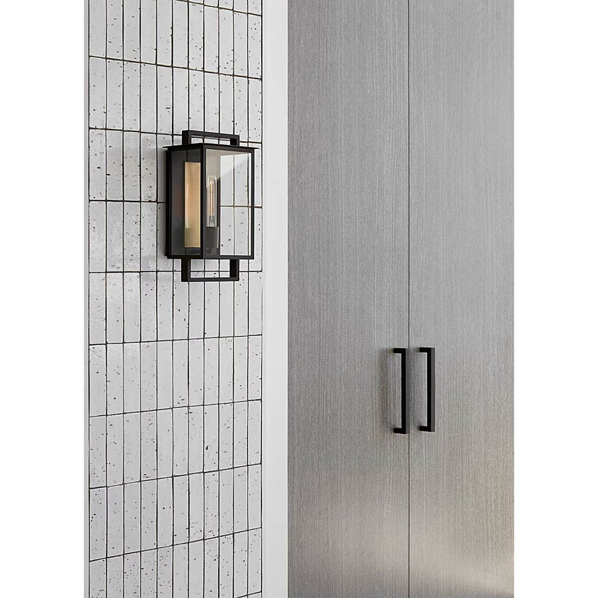 Ian K. Fowler Halle Medium Wall Lantern in Aged Iron with Clear Glass W8.75" x H18" x E8"
