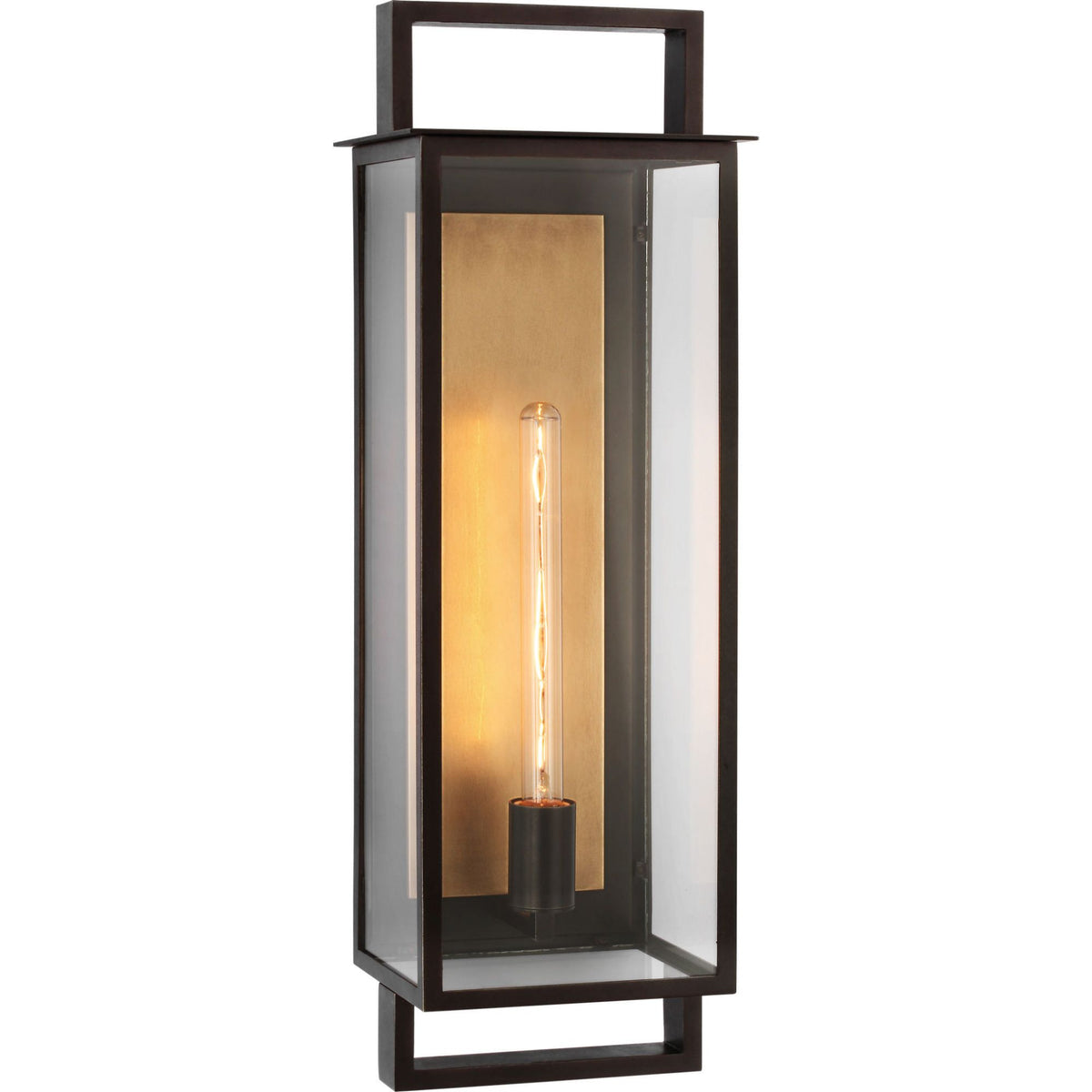 Ian K. Fowler Halle Large Narrow Wall Lantern in Aged Iron with Clear Glass W8.5" x H26" x E7.5"