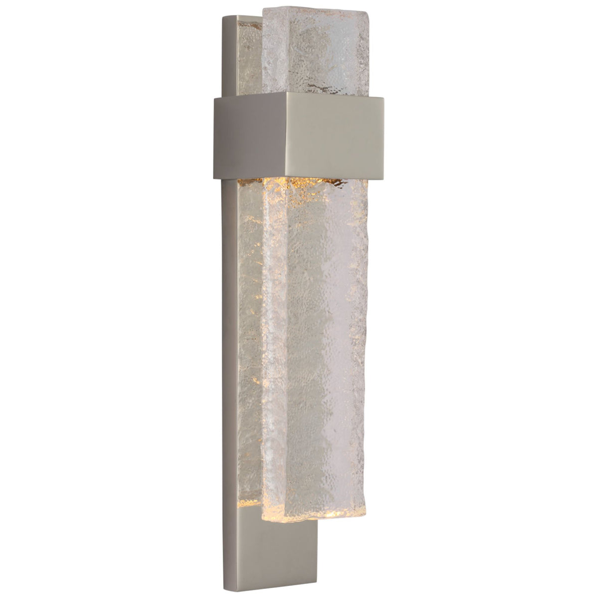 Marie Flanigan Brock Medium Sconce in Polished Nickel and Clear Wavy Glass W3" x H14" x E3"