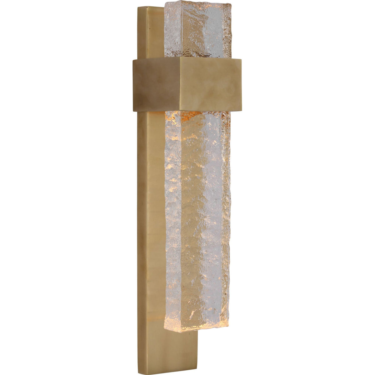 Marie Flanigan Brock Medium Sconce in Soft Brass and Clear Wavy Glass W3" x H14" x E3"