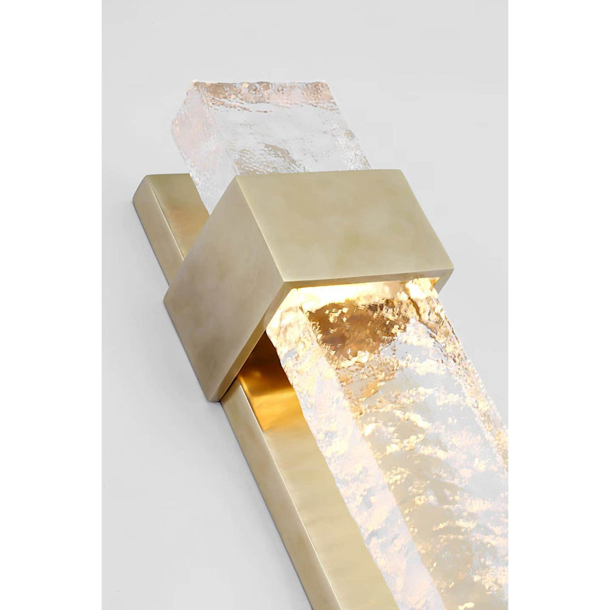 Marie Flanigan Brock Medium Sconce in Soft Brass and Clear Wavy Glass W3" x H14" x E3"