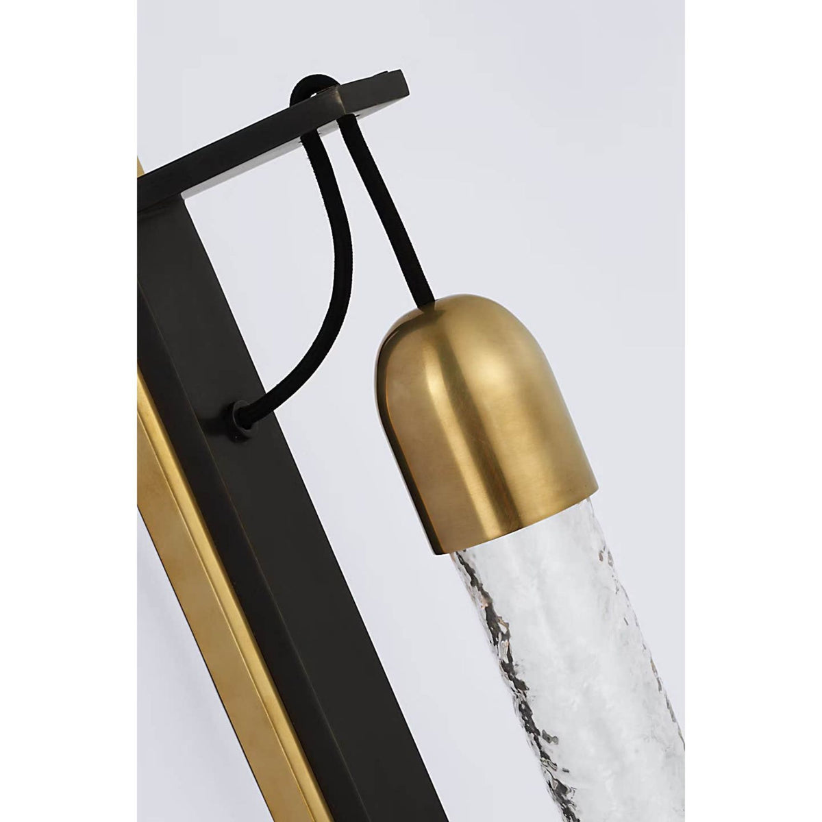 Marie Flanigan Reve Medium Tube Sconce in Bronze and Soft Brass with Clear Wavy Glass W2.25" x H19" x E5.75"