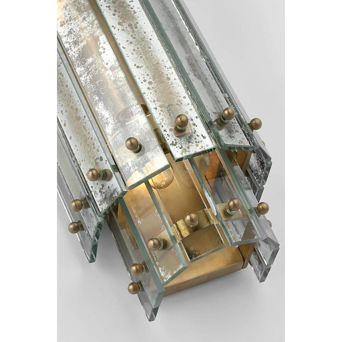 Carrier and Company Cadence Small Tiered Sconce in Hand-Rubbed Antique Brass with Antique Mirror W5.5" x H14.5" x E4.75"