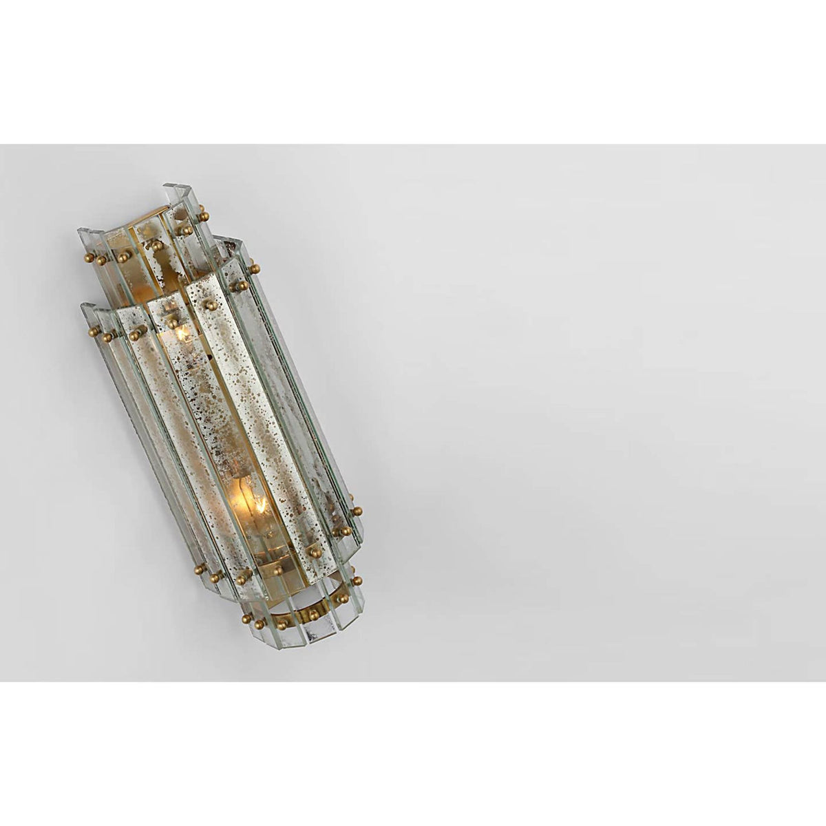 Carrier and Company Cadence Small Tiered Sconce in Hand-Rubbed Antique Brass with Antique Mirror W5.5" x H14.5" x E4.75"