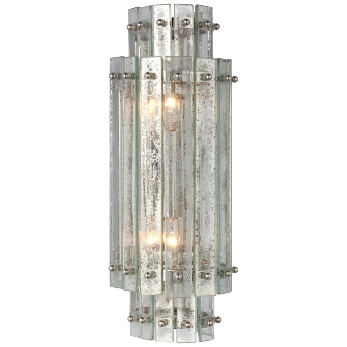 Carrier and Company Cadence Small Tiered Sconce in Polished Nickel with Antique Mirror W5.5" x H14.5" x E4.75"