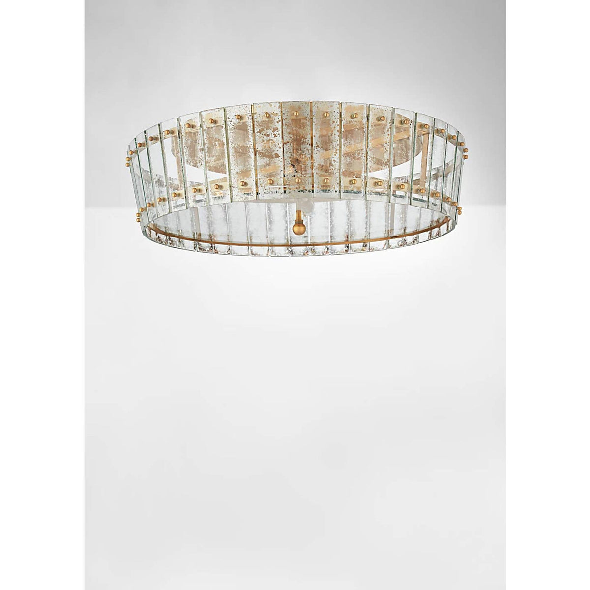 Carrier and Company Cadence Large Single-Tier Flush Mount in Hand-Rubbed Antique Brass with Antique Mirror W24" x H7.25"