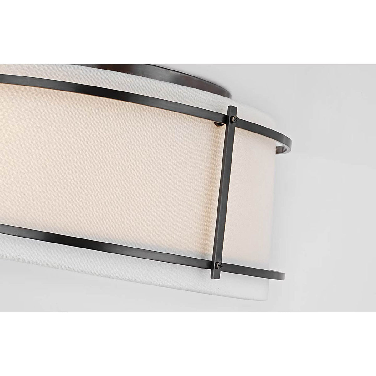 Carrier and Company Callaway Small Flush Mount in Bronze with Linen Shade and Frosted Acrylic Diffuser W12.5" x H6.25"