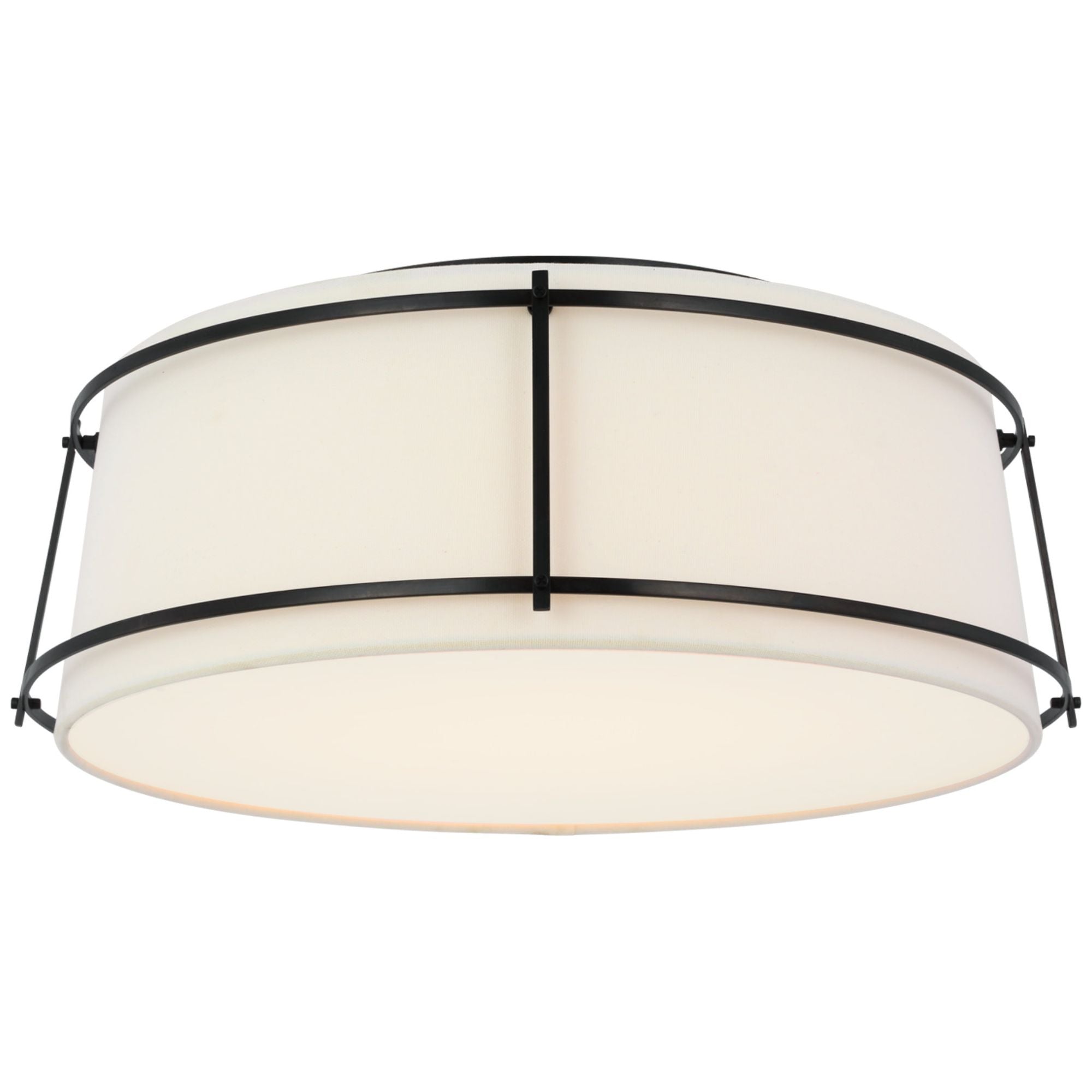 Carrier and Company Callaway 18" Flush Mount in Bronze with Linen Shade and Frosted Acrylic Ceiling Light W17.25" x H6.5"