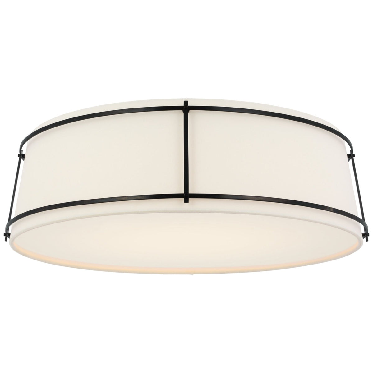 Carrier and Company Callaway 22" Flush Mount in Bronze with Linen Shade and Frosted Acrylic W22.25" x H7"