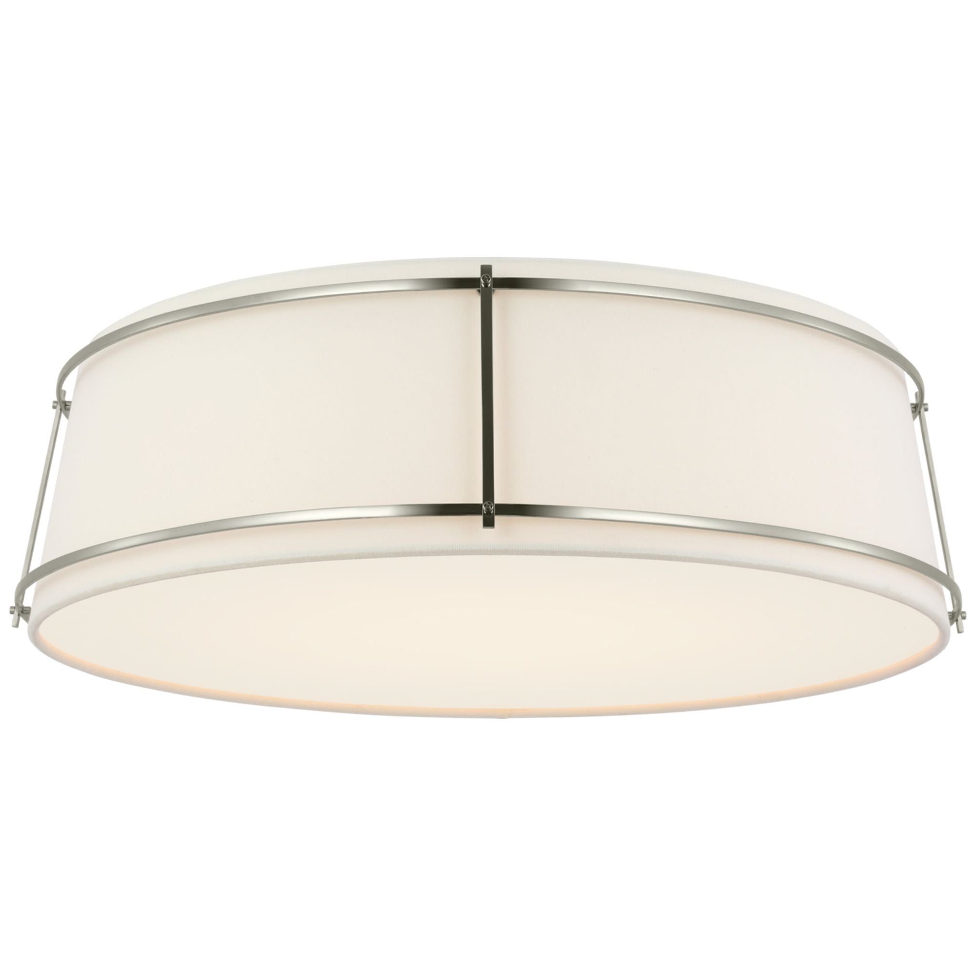 Carrier and Company Callaway 22" Flush Mount in Polished Nickel with Linen Shade and Frosted Acrylic Ceiling Light W22.25" x H7"