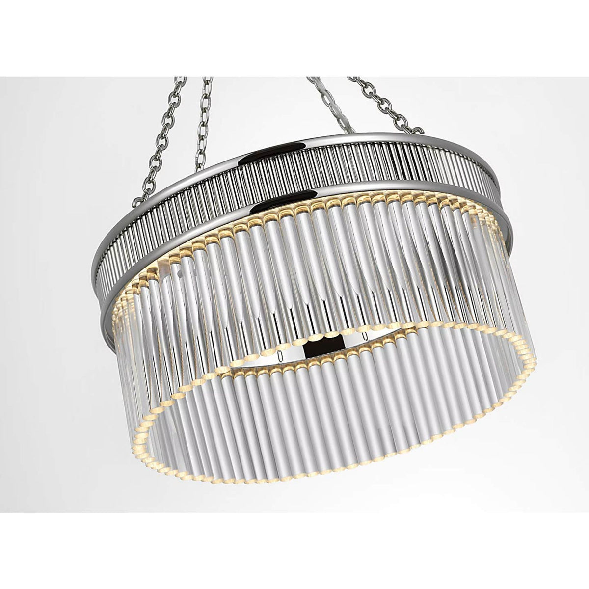 Marie Flanigan Menil Medium Chandelier in Polished Nickel with Crystal Rods W15.25" x H20.5"