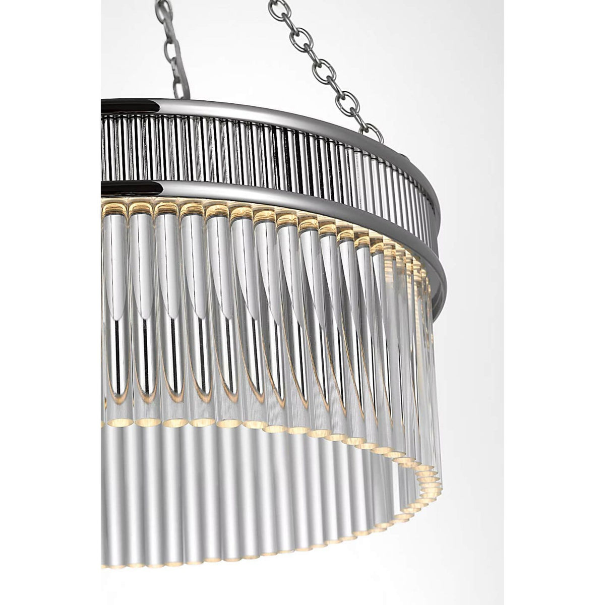 Marie Flanigan Menil Medium Chandelier in Polished Nickel with Crystal Rods W15.25" x H20.5"