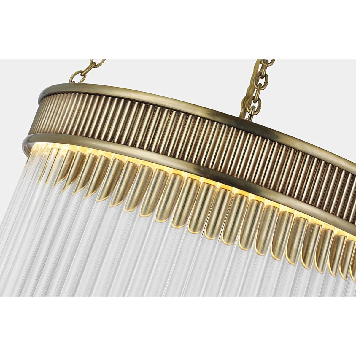Marie Flanigan Menil Medium Chandelier in Soft Brass with Crystal Rods W15.25" x H20.5"