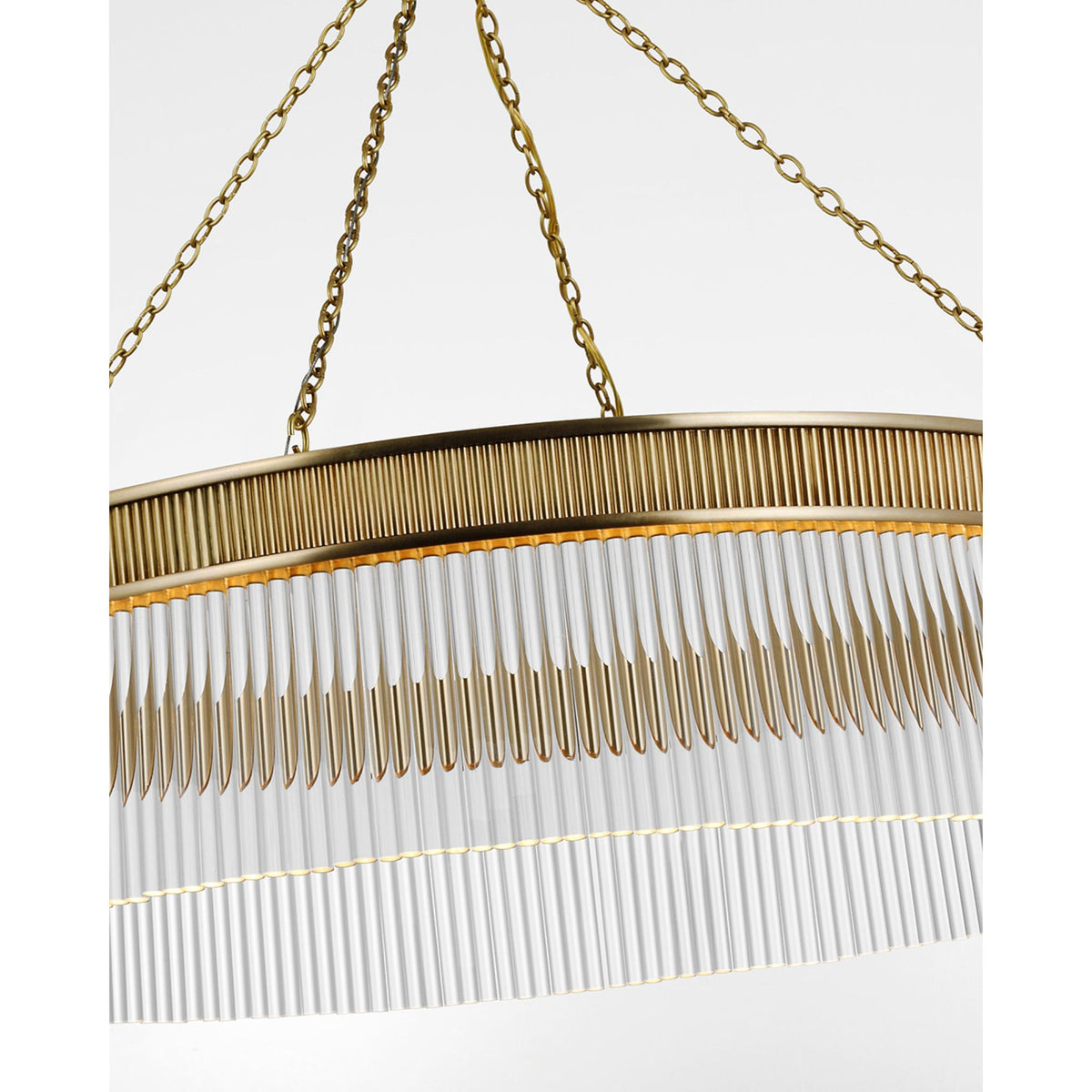 Marie Flanigan Menil Large Chandelier in Soft Brass with Crystal Rods W34.25" x H29"