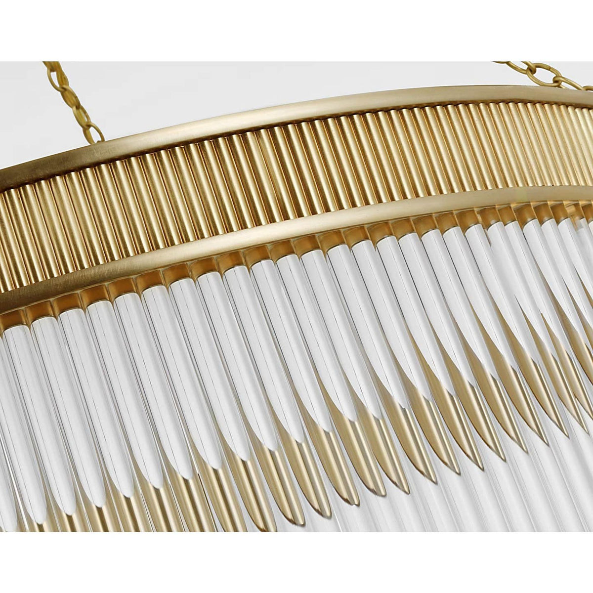 Marie Flanigan Menil Large Chandelier in Soft Brass with Crystal Rods W34.25" x H29"