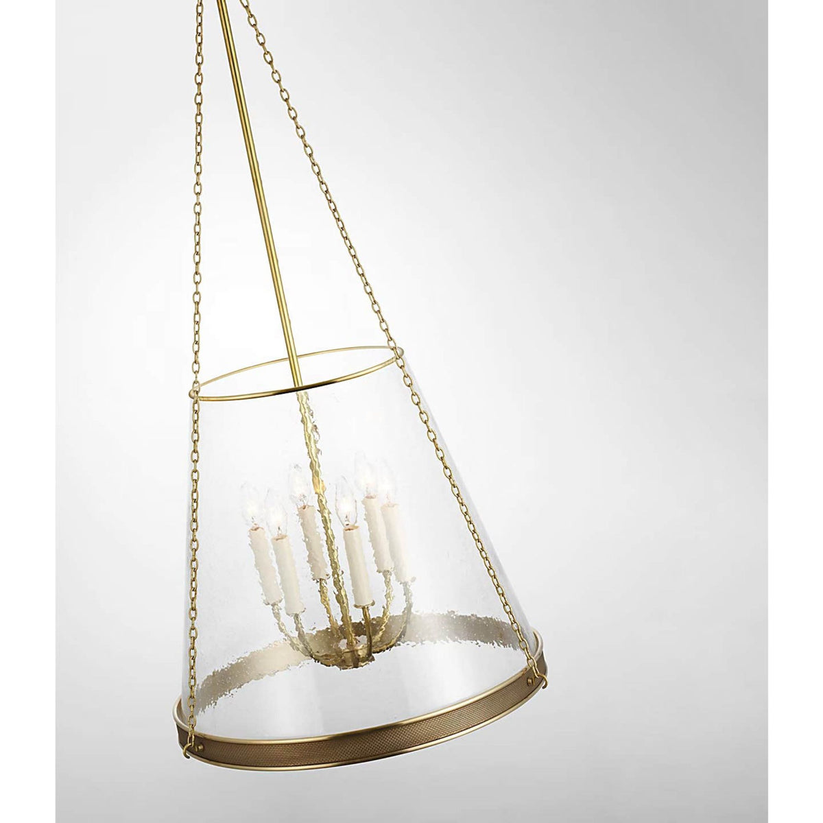 Marie Flanigan Reese 22" Pendant in Soft Brass with Clear Restoration Glass W21.25" x H45.75"