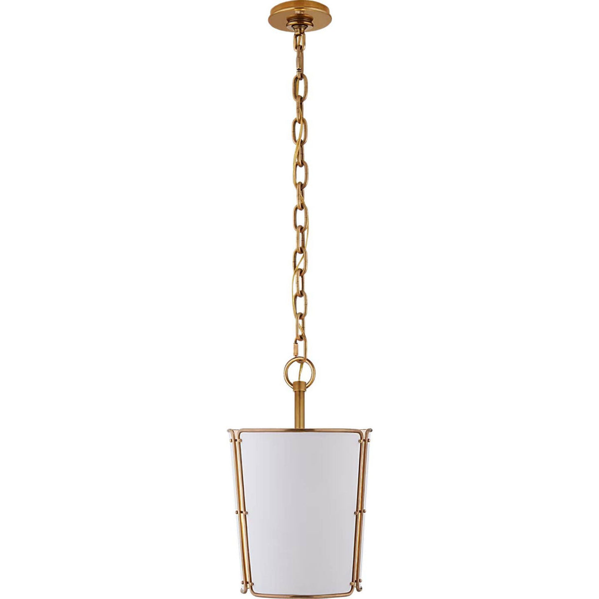 Carrier and Company Hastings Small Pendant in Hand-Rubbed Antique Brass with White Shade W11.5" x H18"