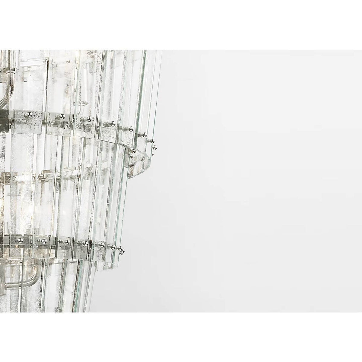 Carrier and Company Cadence Large Waterfall Chandelier in Polished Nickel with Antique Mirror W30.75"