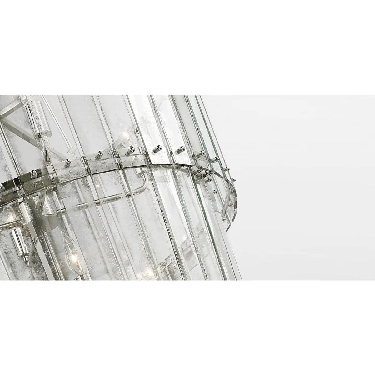 Carrier and Company Cadence Large Waterfall Chandelier in Polished Nickel with Antique Mirror W30.75"