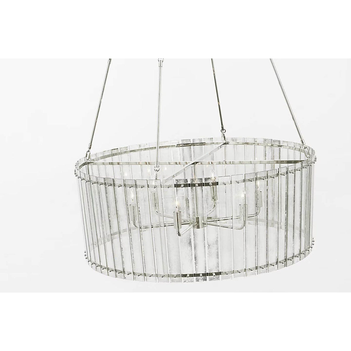 Carrier and Company Cadence Large Chandelier in Polished Nickel with Antique Mirror W36.5"