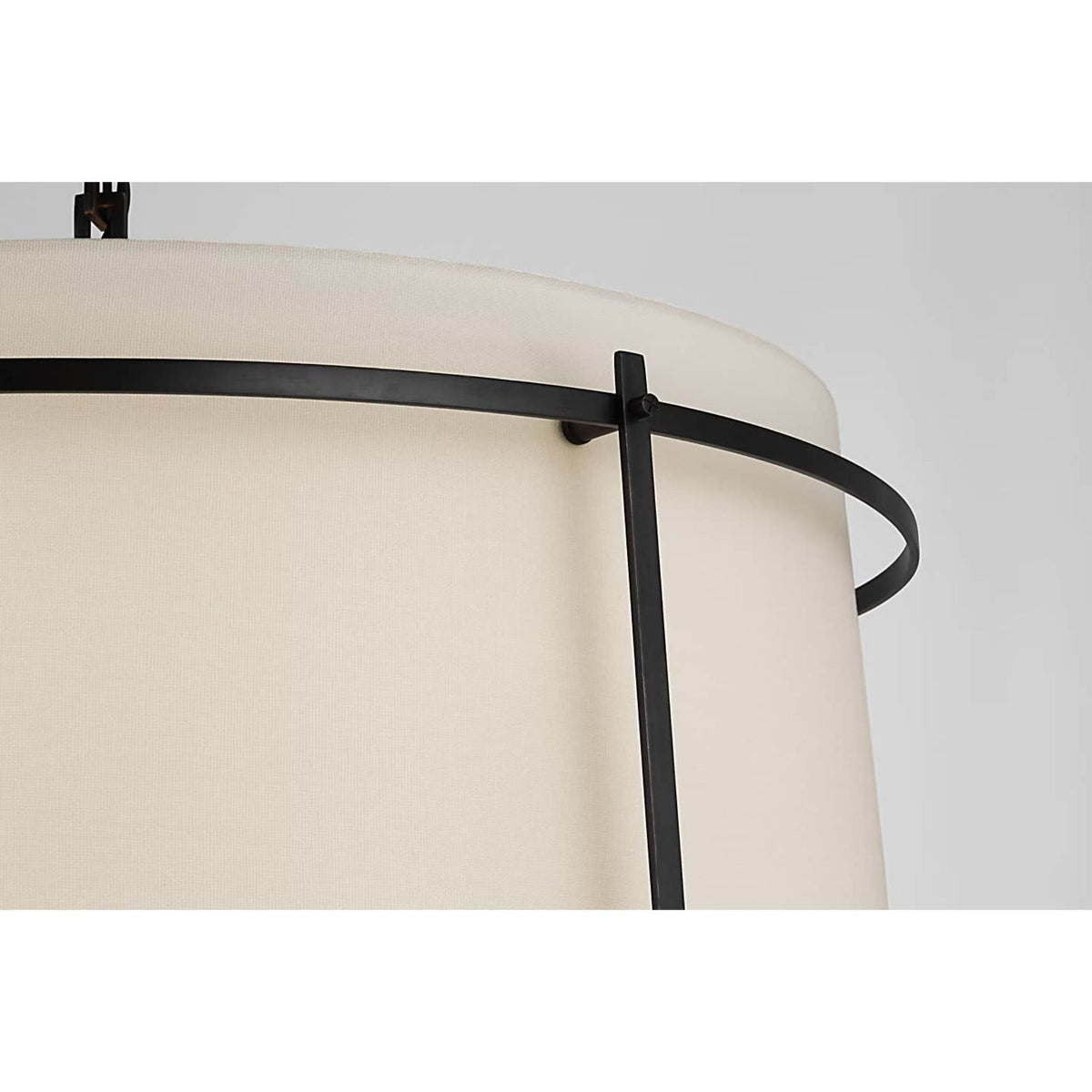 Carrier and Company Callaway Large Hanging Shade in Bronze with Linen Shade and Frosted Acrylic Diffuser W24.5" x H19.25"