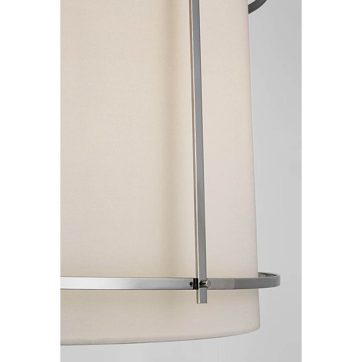 Carrier and Company Callaway Large Hanging Shade in Polished Nickel with Linen Shade and Frosted Acrylic Diffuser W24.5" x H19.25"