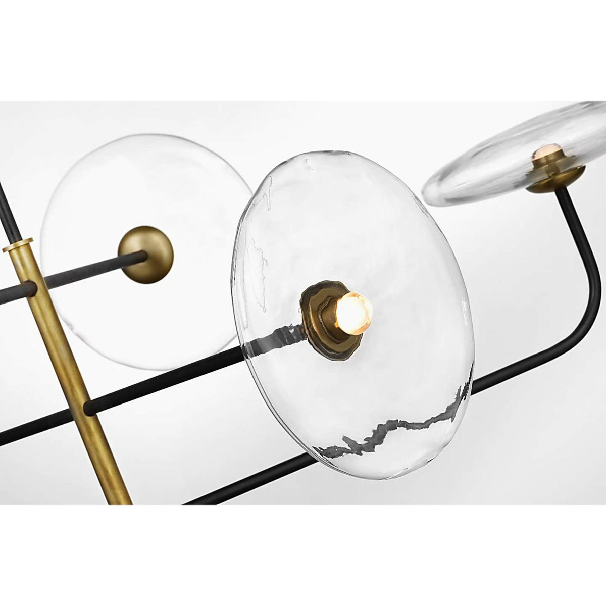Ian K. Fowler Calvino Large Arched Chandelier in Aged Iron and Hand-Rubbed Antique Brass with Clear Glass W32.25"
