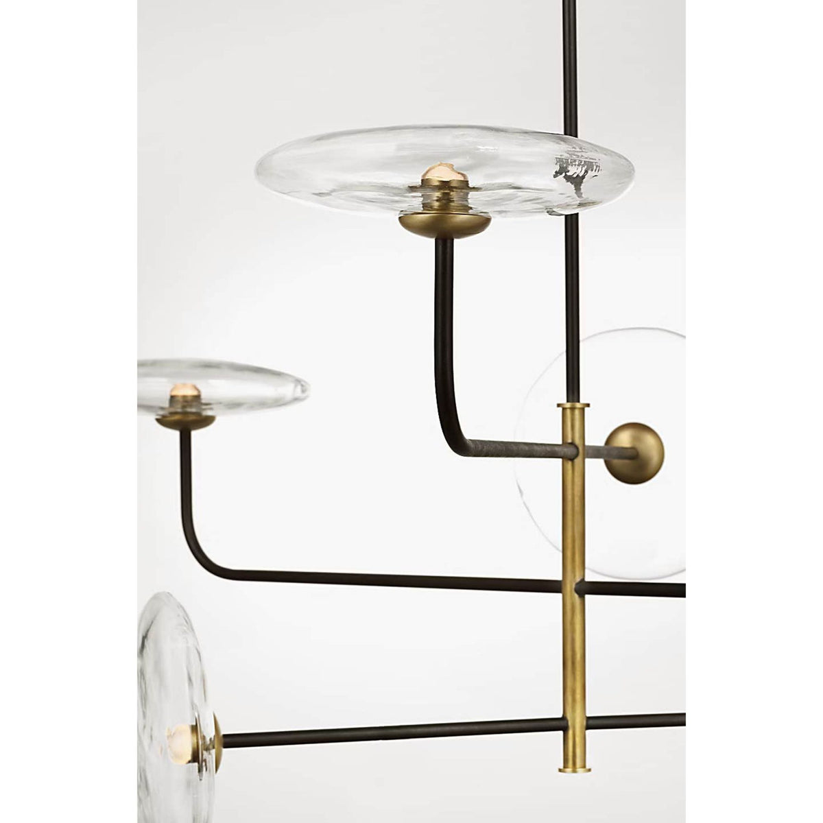 Ian K. Fowler Calvino Large Arched Chandelier in Aged Iron and Hand-Rubbed Antique Brass with Clear Glass W32.25"