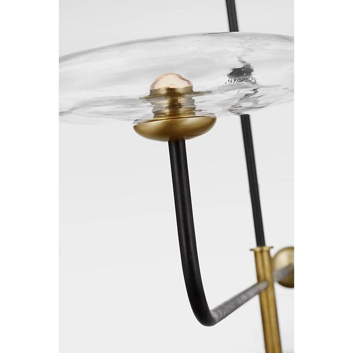 Ian K. Fowler Calvino Large Arched Chandelier in Aged Iron and Hand-Rubbed Antique Brass with Clear Glass W32.25"