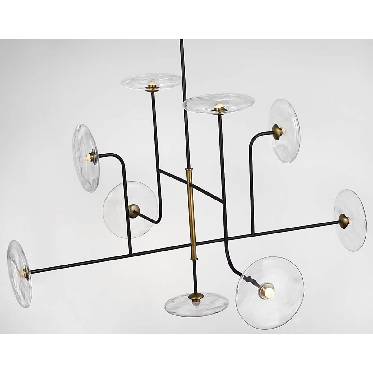 Ian K. Fowler Calvino X-Large Arched Chandelier in Aged Iron and Hand-Rubbed Antique Brass with Clear Glass W42"