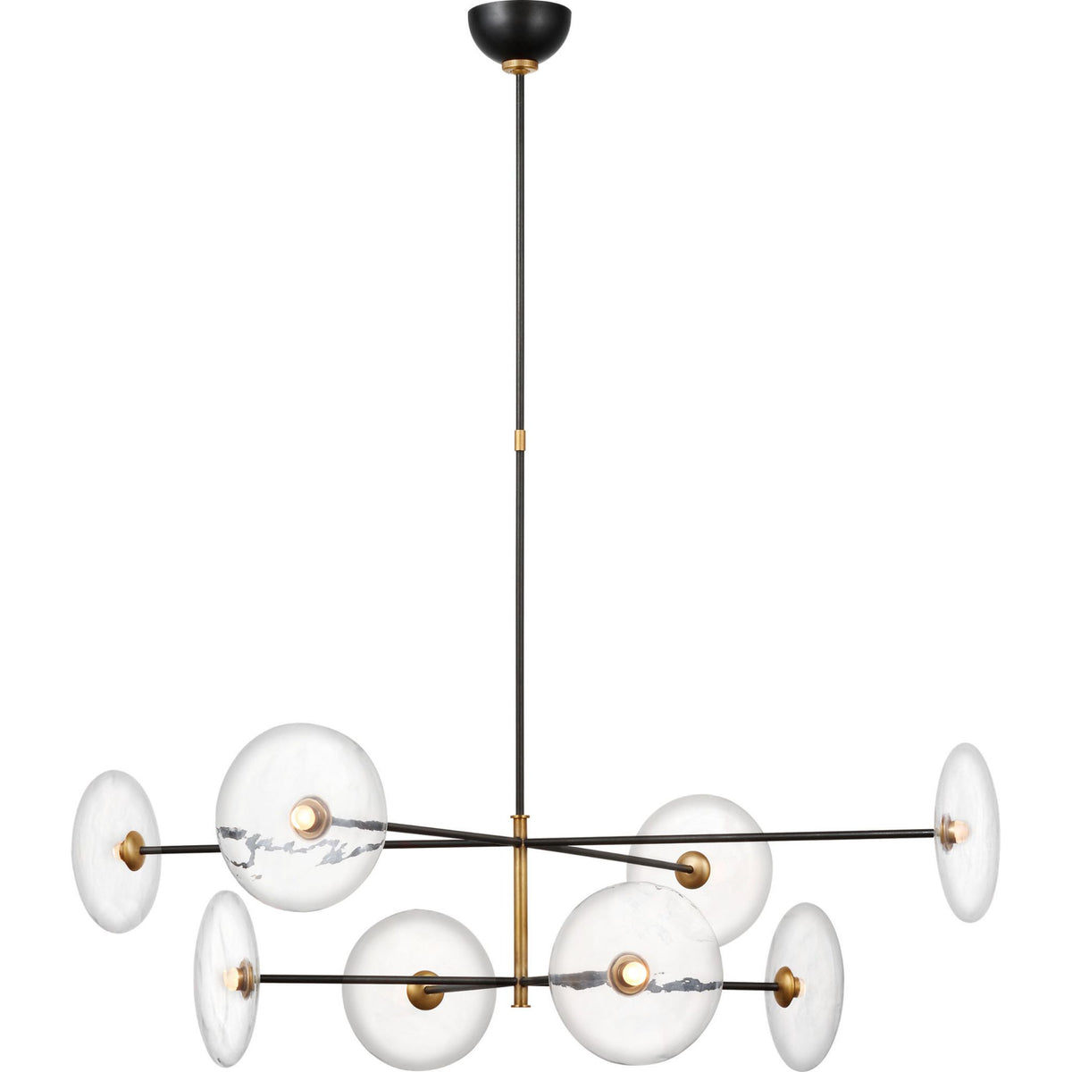 Ian K. Fowler Calvino X-Large Radial Chandelier in Aged Iron and Hand-Rubbed Antique Brass with Clear Glass W42"