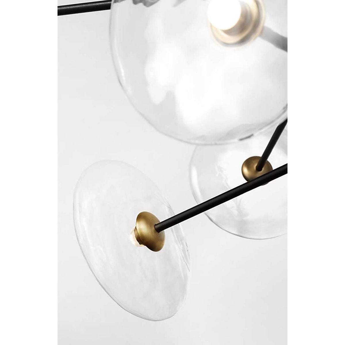 Ian K. Fowler Calvino X-Large Radial Chandelier in Aged Iron and Hand-Rubbed Antique Brass with Clear Glass W42"