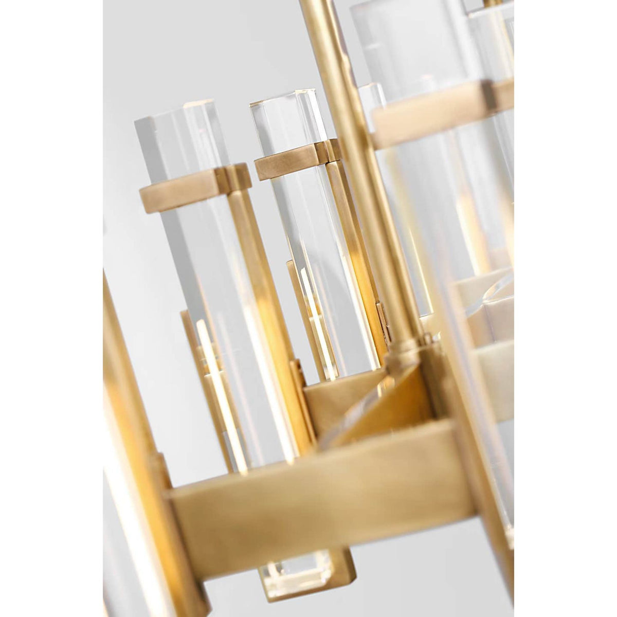 Ian K. Fowler Malik Large Linear Chandelier in Hand-Rubbed Antique Brass with Crystal W10.25" x 54.75"