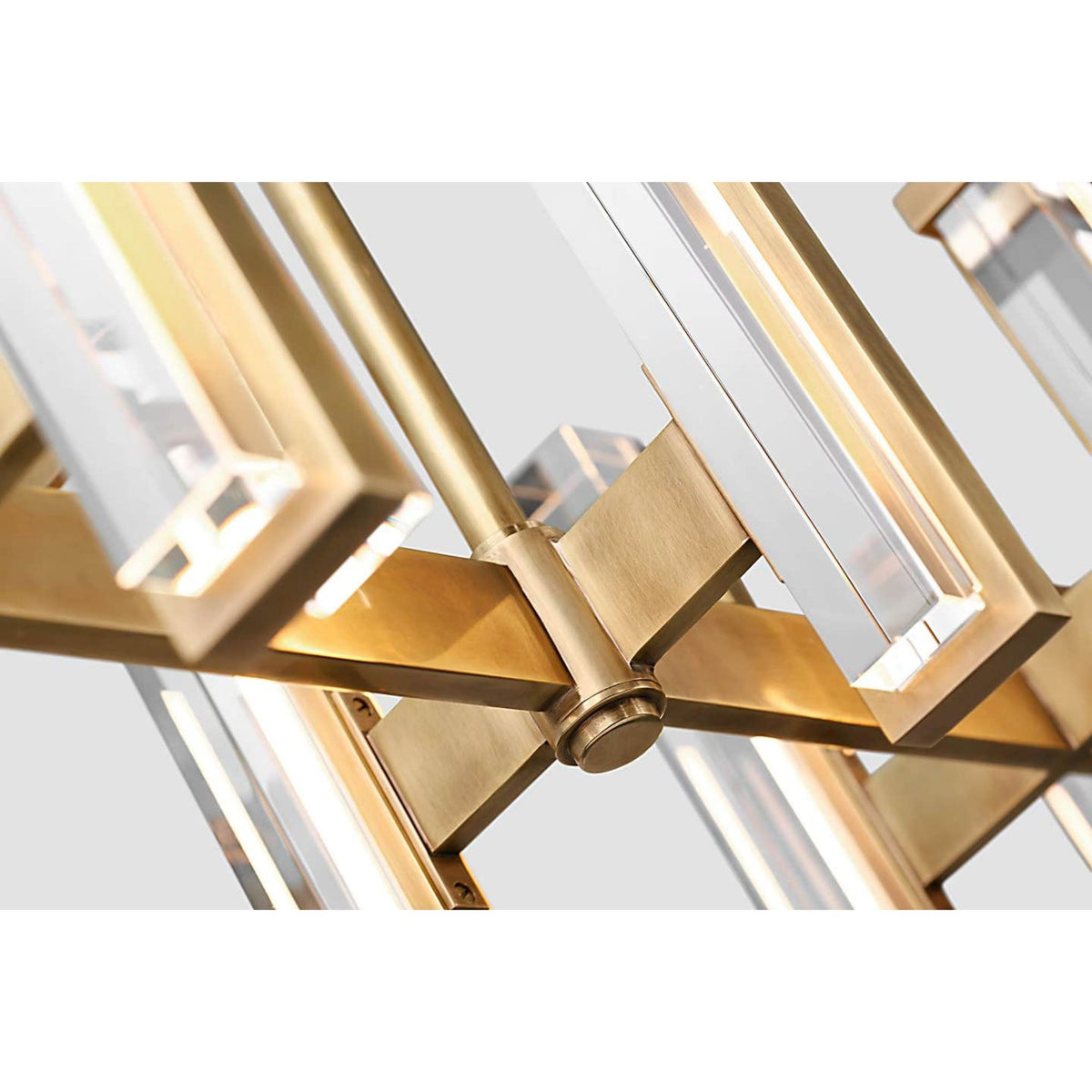 Ian K. Fowler Malik Large Linear Chandelier in Hand-Rubbed Antique Brass with Crystal W10.25" x 54.75"