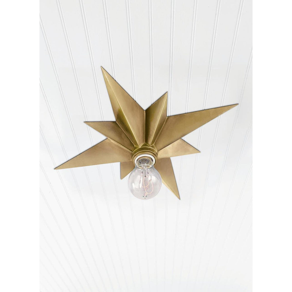 Eric Cohler Star Flush Mount in Hand-Rubbed Antique Brass W14.5" x H2.5"